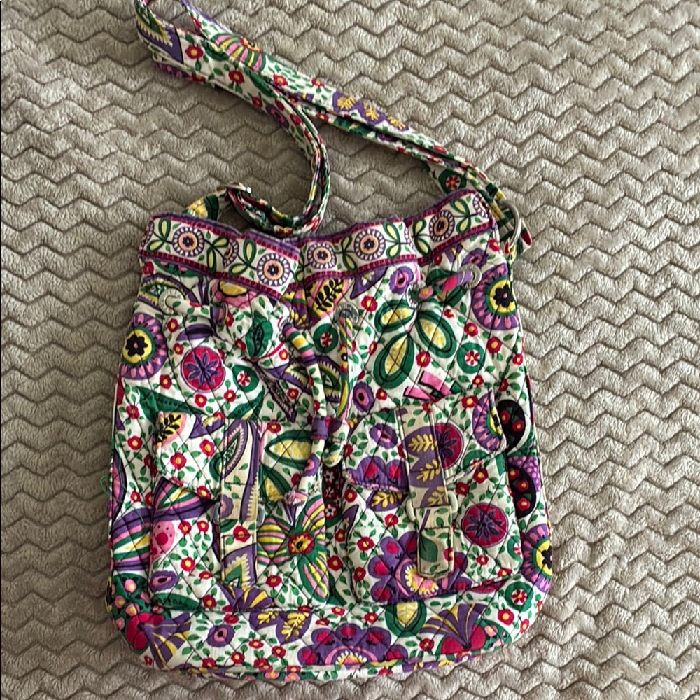Vera Bradley Quilted Purple and Green Shoulder Bag